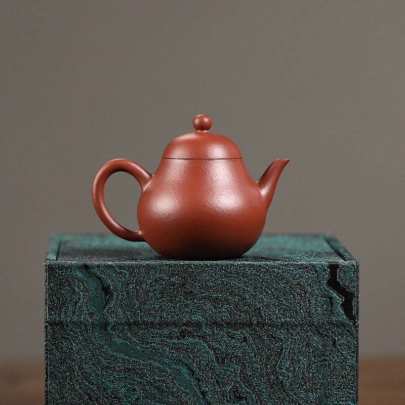 中国 洪星紫砂 朱泥 金彩山水人物文 急須 茶壷 箱付 C 6008 中国 洪星