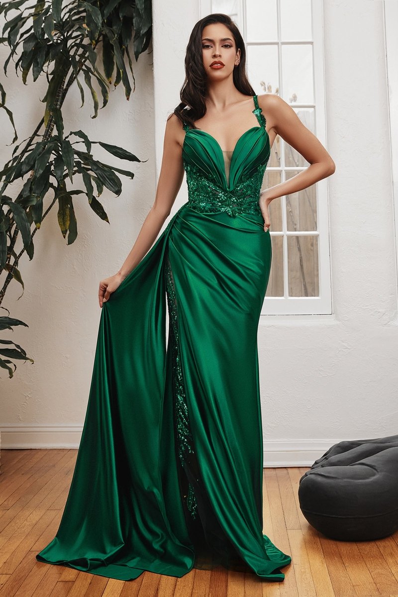 Soft Satin Fitted Gown With Sash | Ladivine By Cinderella Divine