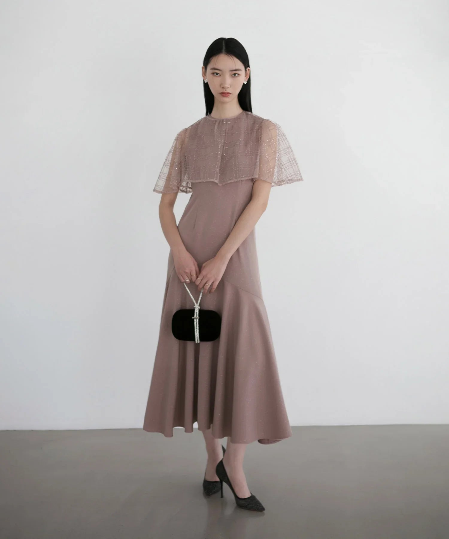 当日発送】チェックスパンコールボレロラメドレス/パーティードレス