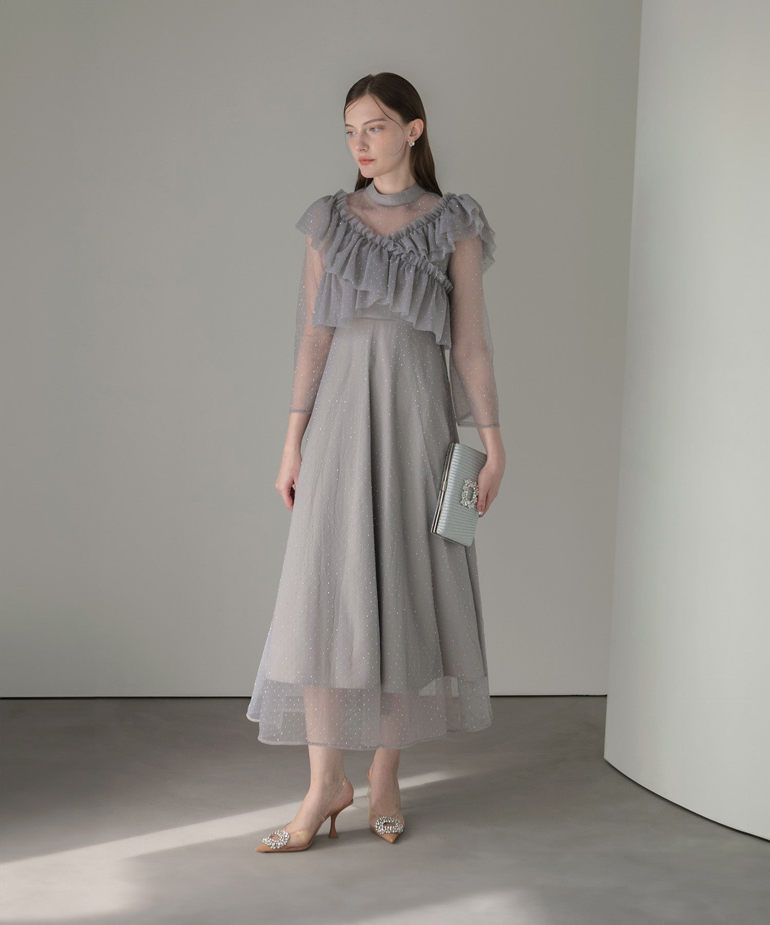 leja グレー シースルー パーティードレス 【公式通販】
