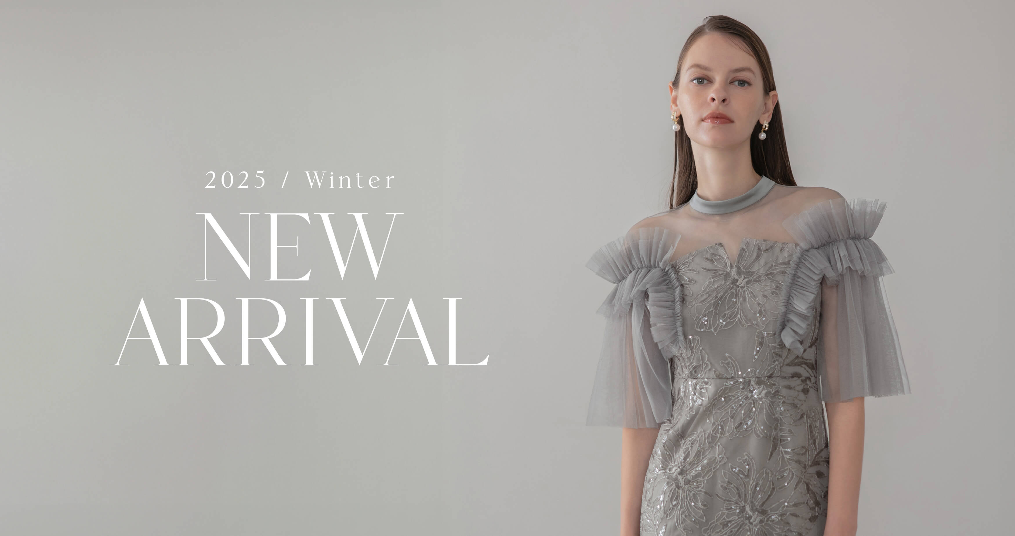 leja グレー 刺繍 シースルー パーティードレス Leja グレー