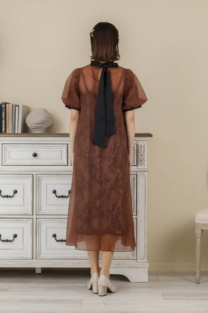 ブラウンのシアーAラインドレス | Dorry doll | M・マタニティ可