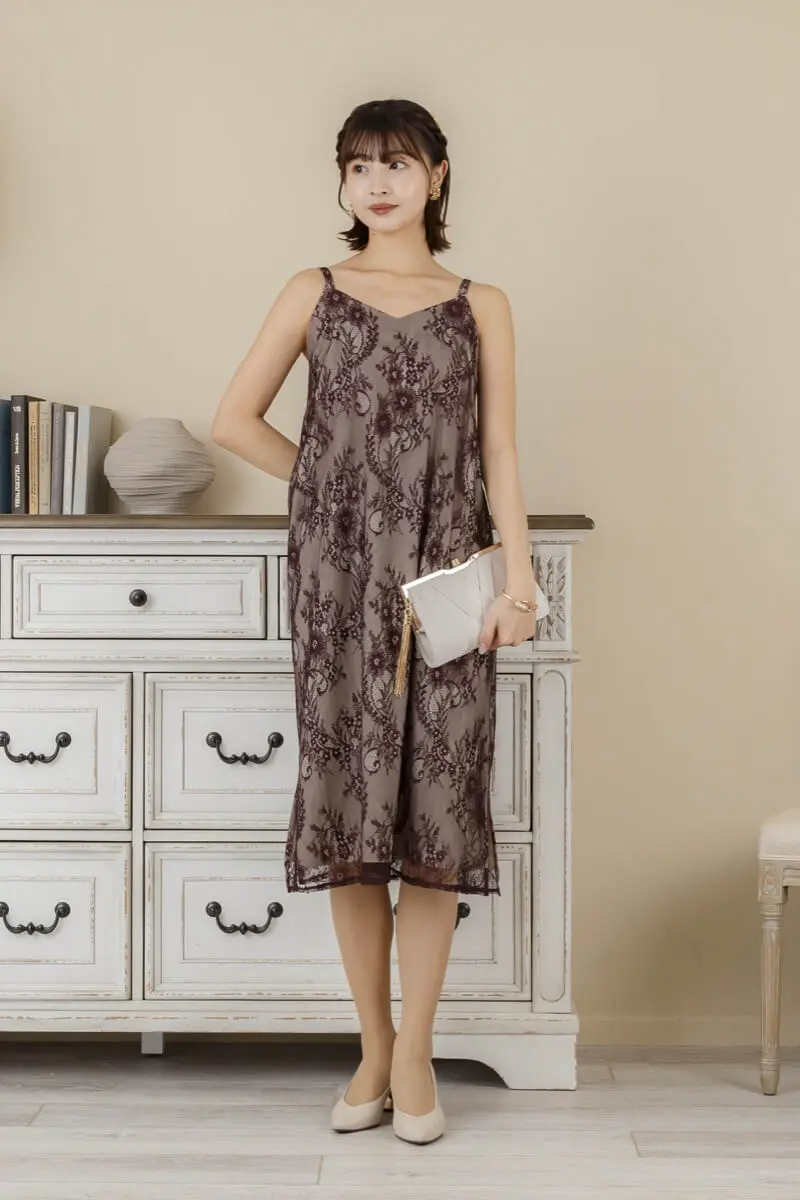 ブラウンのシアーAラインドレス | Dorry doll | M・マタニティ可