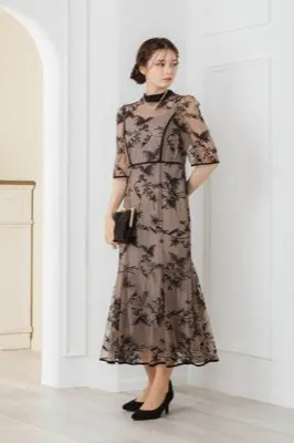 ブルーのバイカラーエンブロイダリードレス | Dorry doll | M | 結婚式