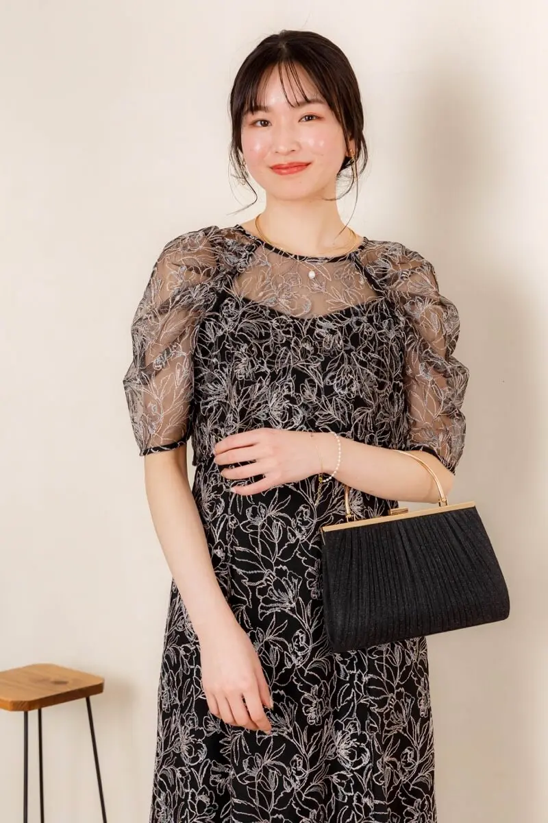 ブラックの総レースレイヤードドレス | LE' RURE | M | 結婚式