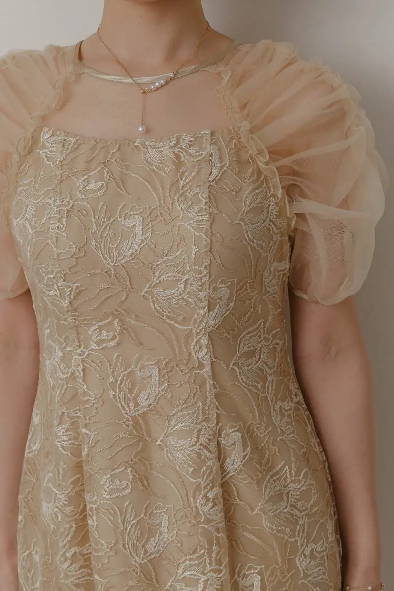 イエローのフラワーチュールギャザードレス | Dorry doll | M | 結婚式