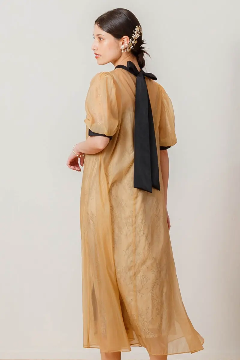 オレンジのシアーAラインドレス | Dorry doll | M～マタニティ