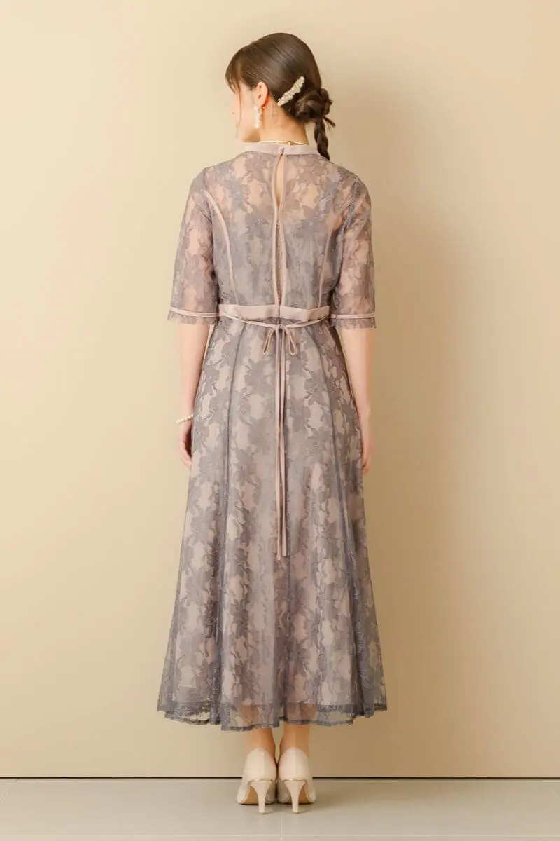 チャコールのラッセルレースパイピングドレス | Dorry doll | M | 結婚