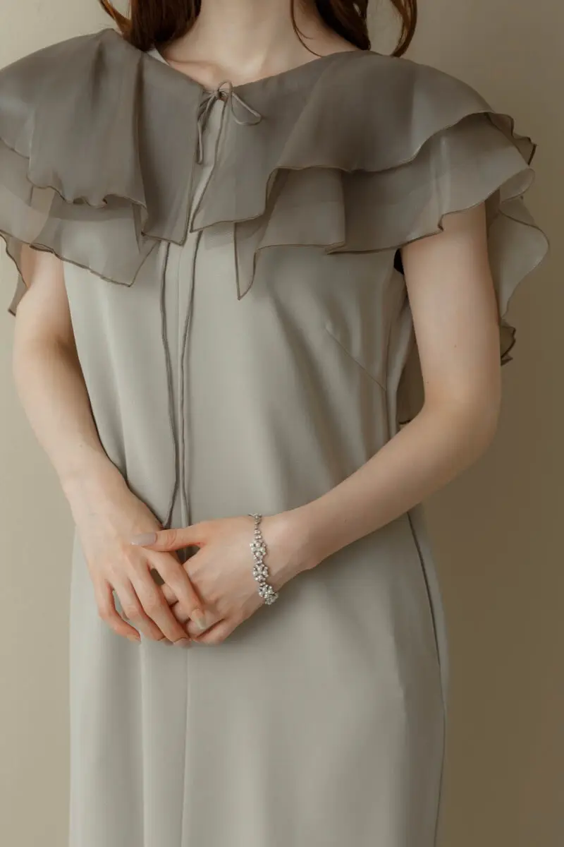 ミントのグロッシーラッフル付きドレス | ANDRESD | M | 結婚式