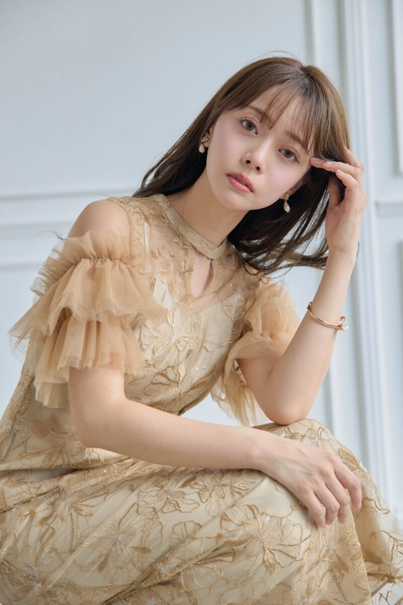 イエローのスパンコール刺繍ドレス | ANDRESD | L | 結婚式パーティー