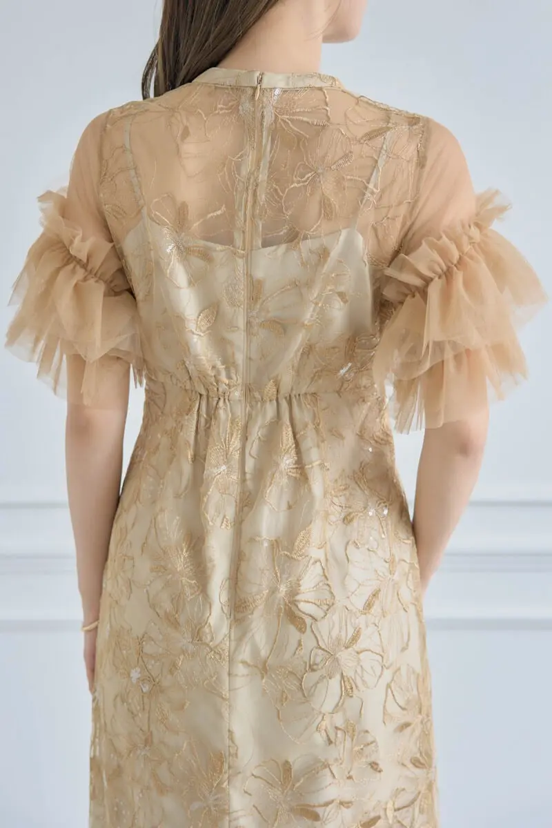 イエローのスパンコール刺繍ドレス | ANDRESD | L | 結婚式パーティー