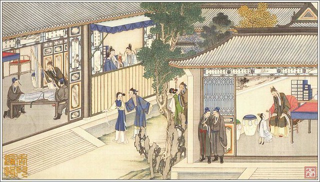 中国絵画 清国時代 名家 孫温（ソン・ウェン）作『紅楼夢』書道絵 国画