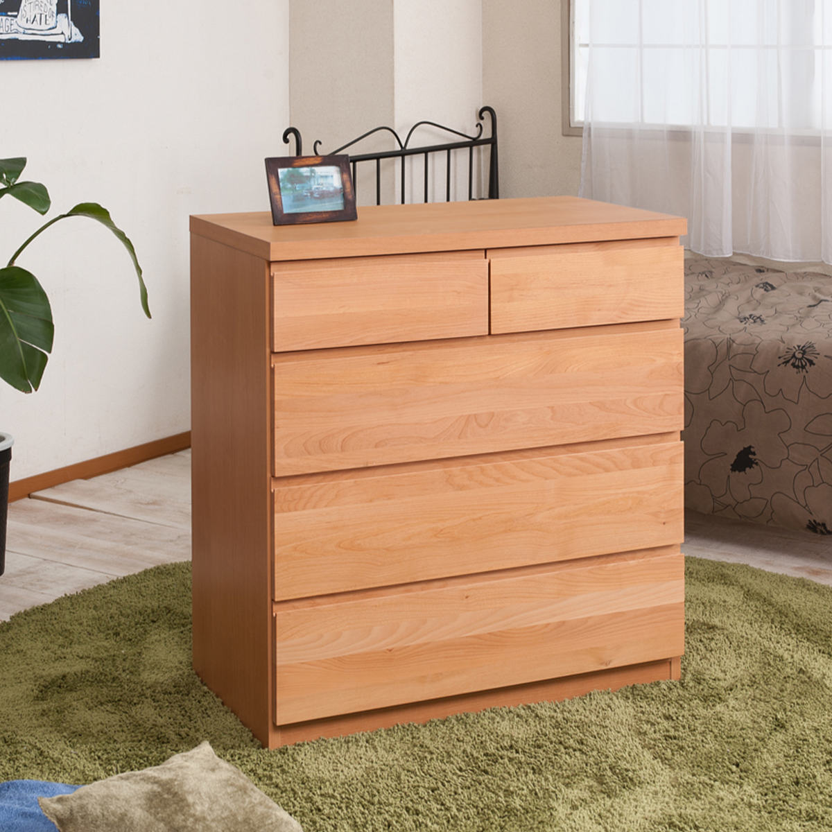 チェスト 4段 天然木 アルダー材 幅80cm （ 衣類収納 タンス 収納