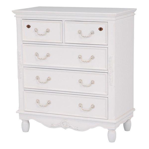 チェスト 幅80cm 4段 姫系 ろくろ脚 鍵付き 完成品 HAMPTON （ 洋