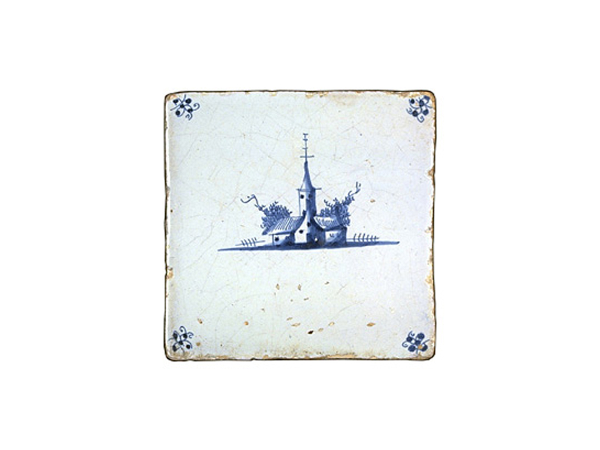 骨董 アンティーク デルフトタイル 船文様 帆船 染付 17世紀 オランダ