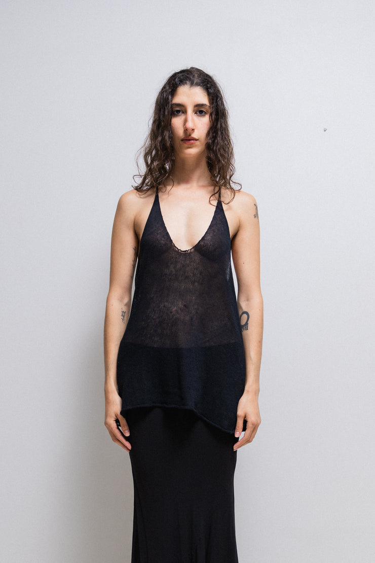 ANN DEMEULEMEESTER - SS06 Knitted cotton top with thin straps