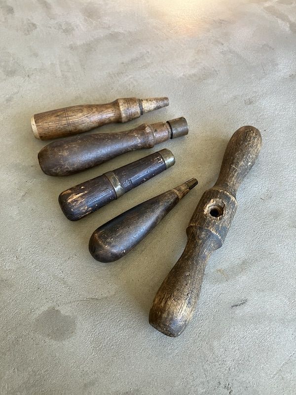 Old ‎Leather craftsman's tool handle ウッドハンドルいろいろ