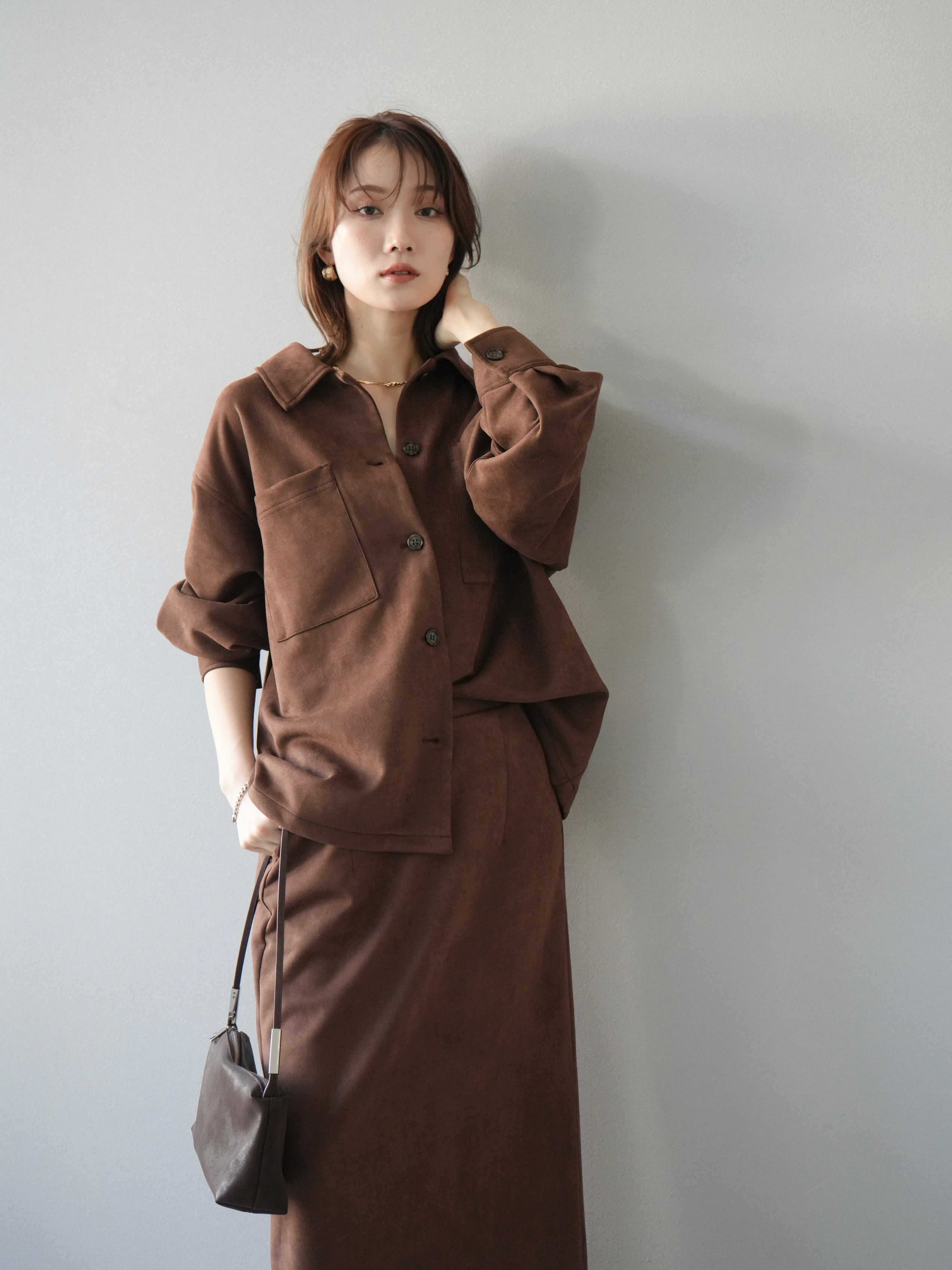 予約]スエードシャツジャケット/ブラウン – Lumier