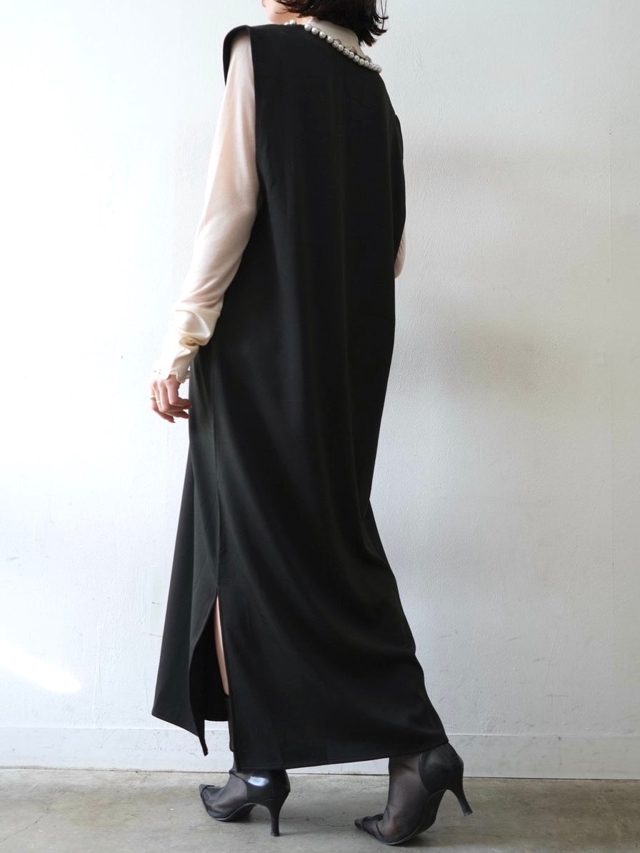 lumier リュミエ パールデザインキー・ネックワンピース シアー