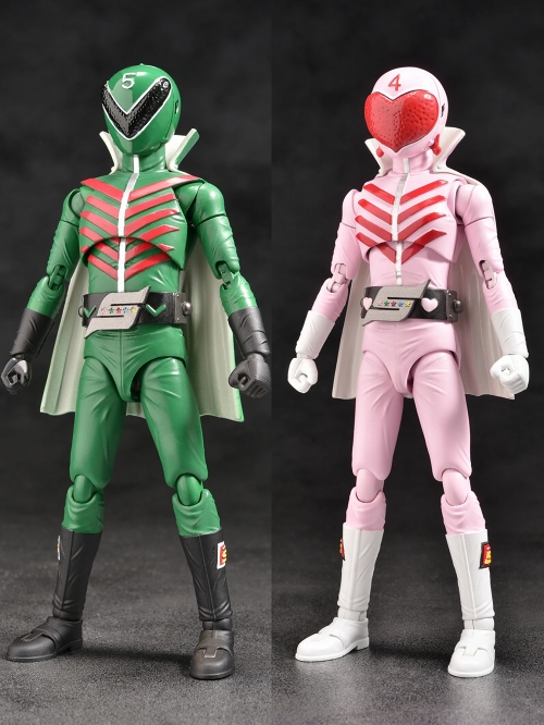 HERO ACTION FIGURE ゴレンジャー アカ アオ＆キ モモ＆ミド HERO