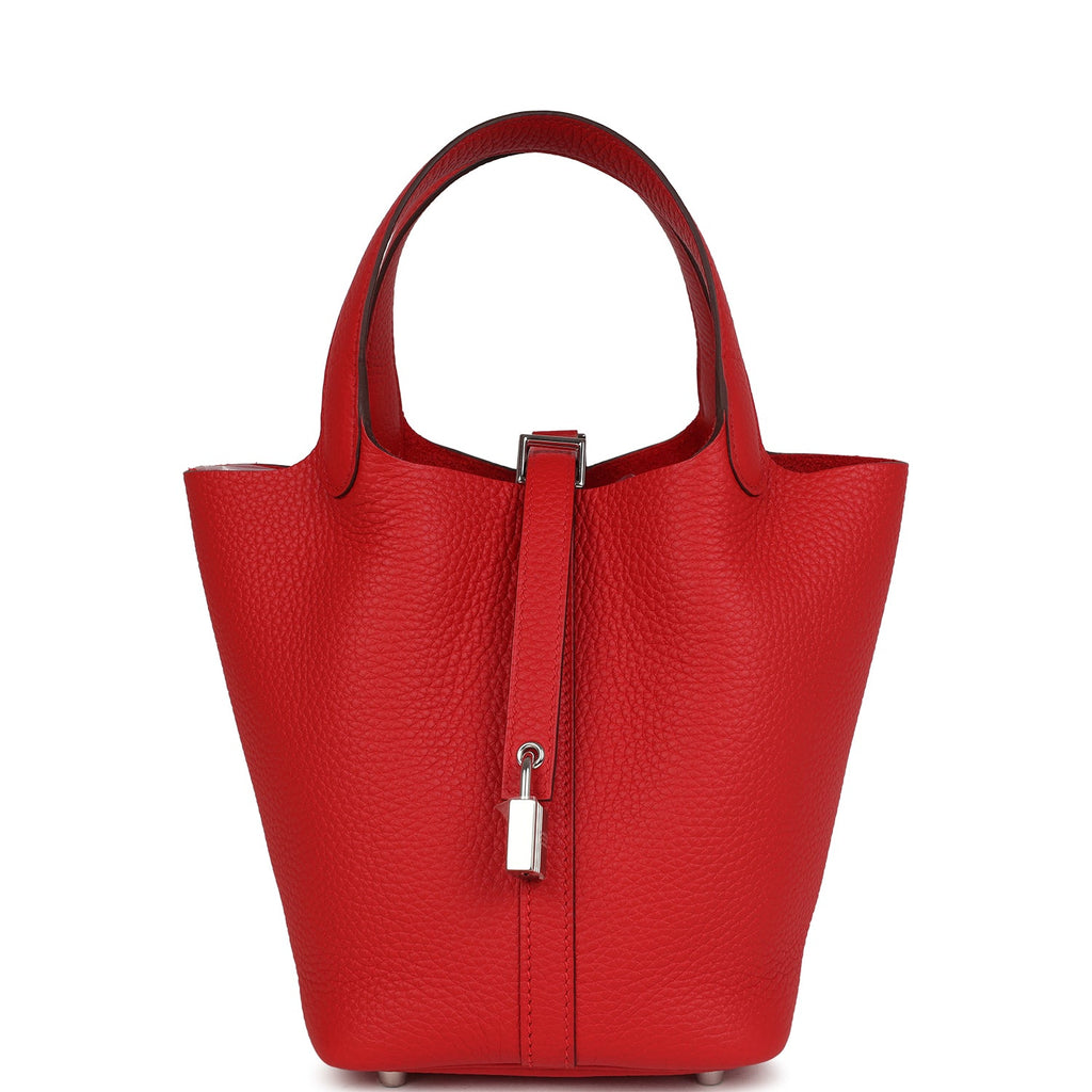 Hermes Picotin Lock 18 Rouge Radieux Clemence Palladium Hardware