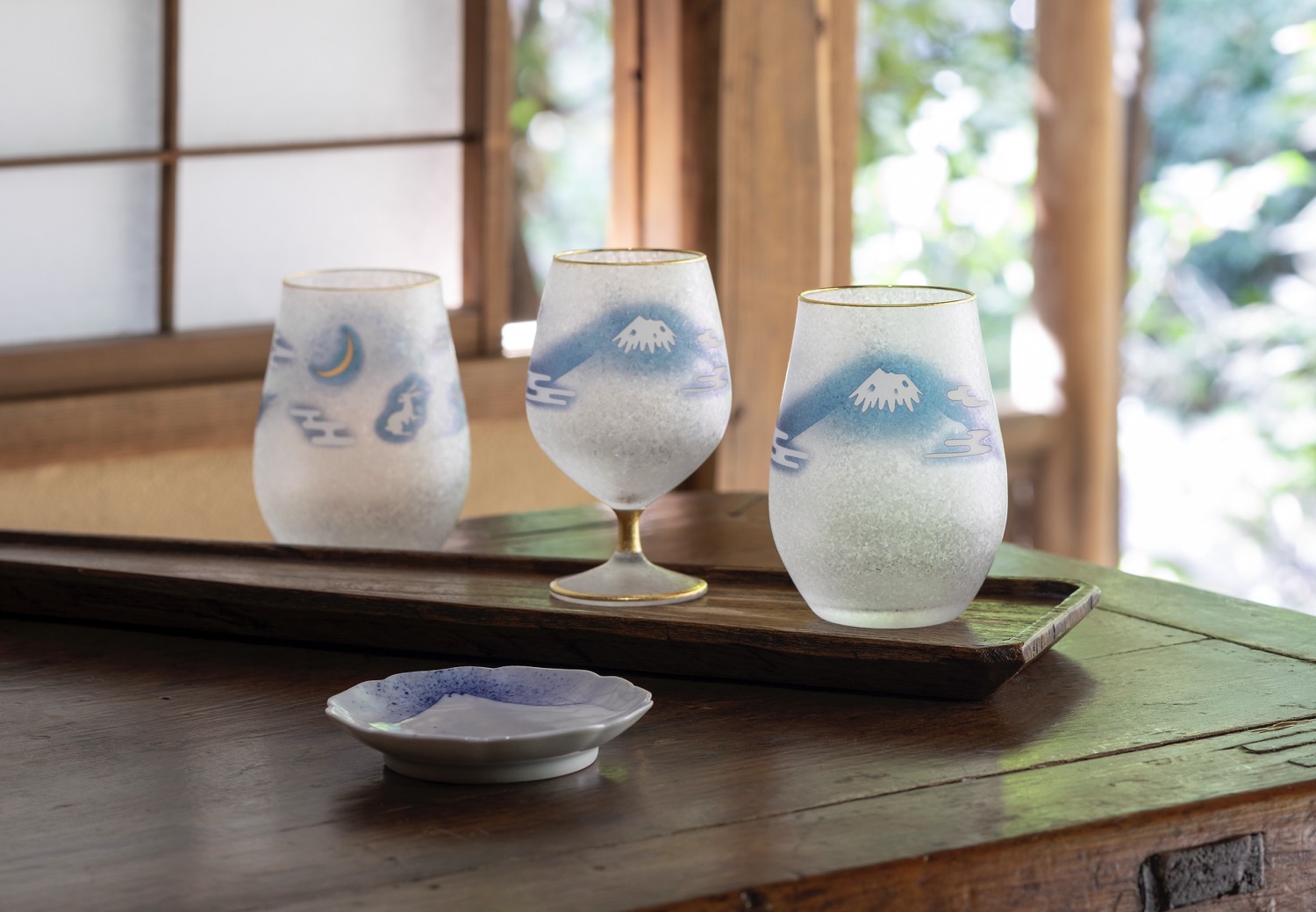 富士山 絵付け茶碗 越前焼 富士山絵付け茶碗 越前焼 富士山絵付け茶碗