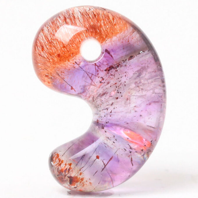 新作勾玉！)アメジストエレスチャルクォーツ出雲型勾玉 ジンバブエ産