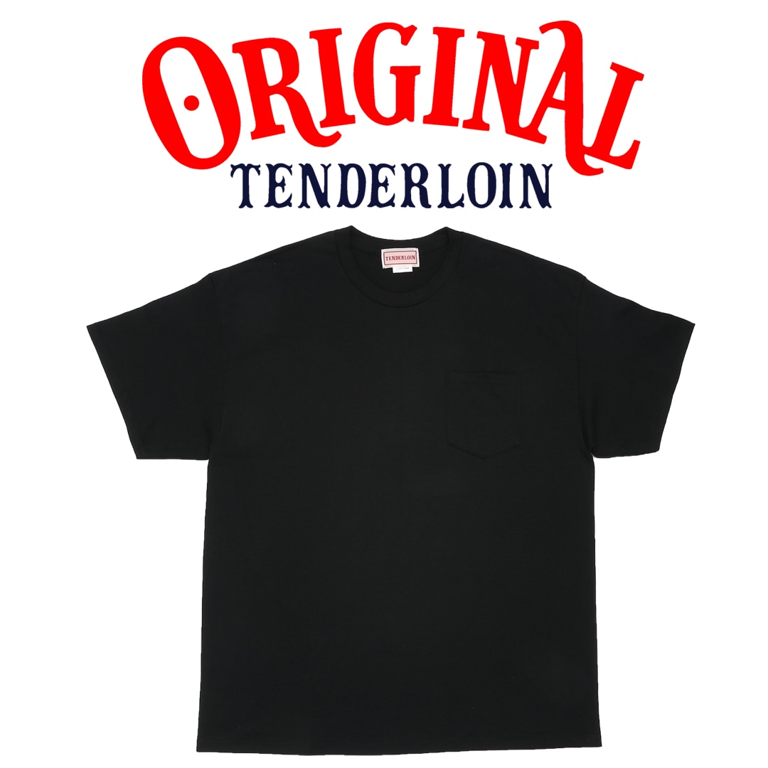 TENDERLOIN LOGO POCKET T-SHIRTS 6.0oz PREMIUM COTTON 100% BLACK
