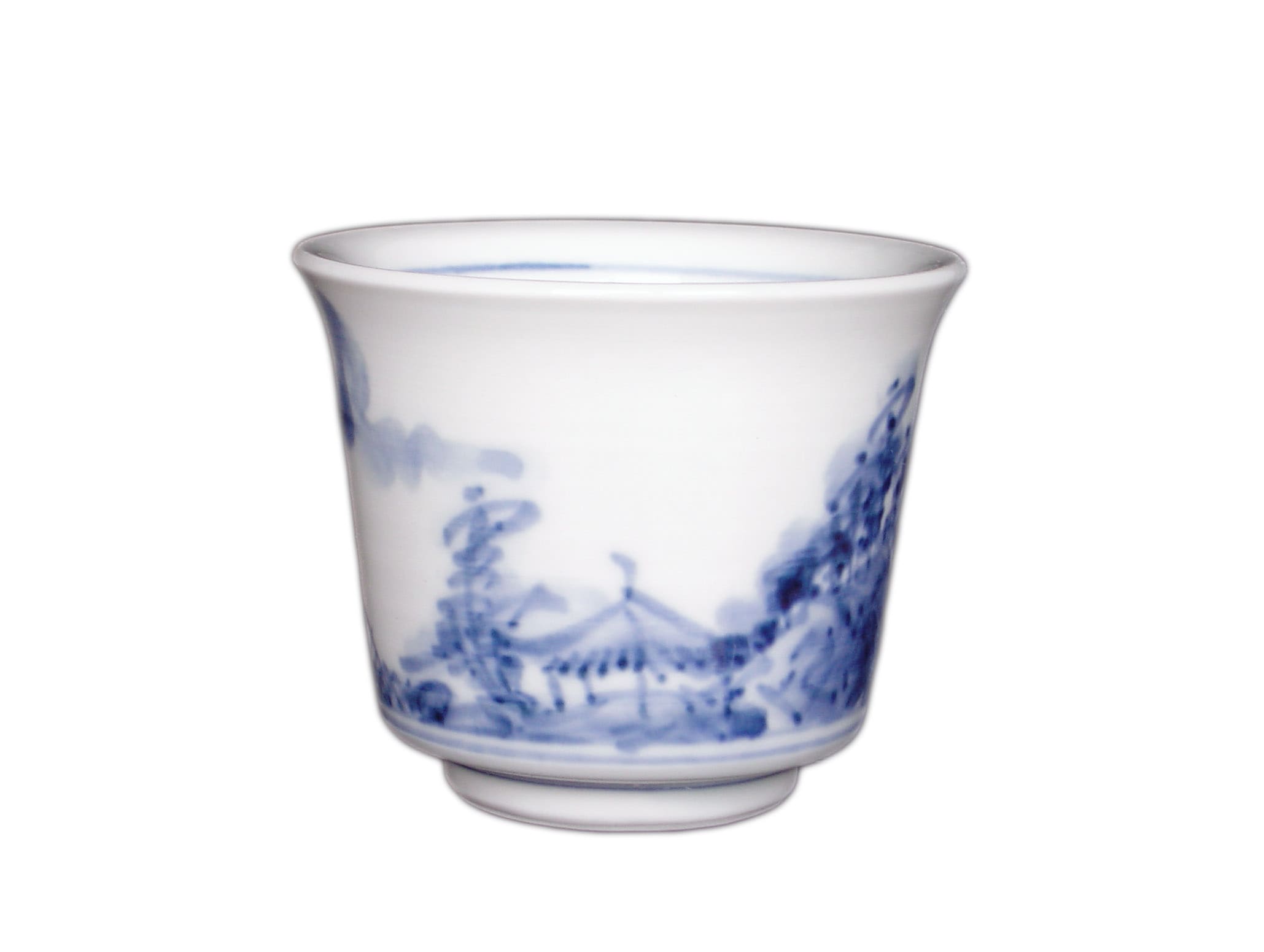 砥部焼・禎山窯・反り湯呑み（山水）【和食器通販e-tobeyaki.com】