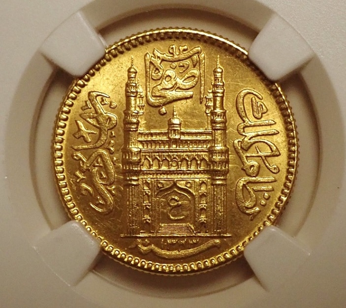 g*i様 インド AH1335/6年 1ルピー銀貨 ハイデラバードNGCグレード JCC |