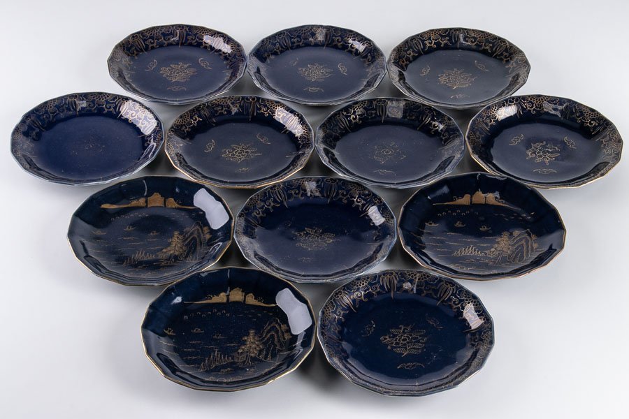 古伊万里 瑠璃釉 輪花皿 古伊万里 瑠璃釉 輪花皿 2025年