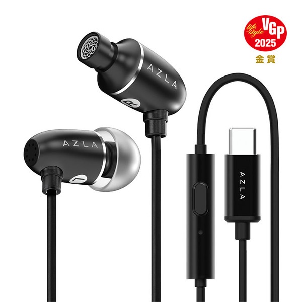 AZLA AIM C Black USB Type-C接続 マイク付きイヤホン [AZL-AIM-C-BK