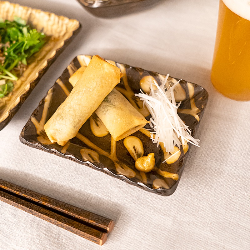 スリップウェア角プレート豆(ジグザグ文様) 伊藤丈浩 | すべての商品