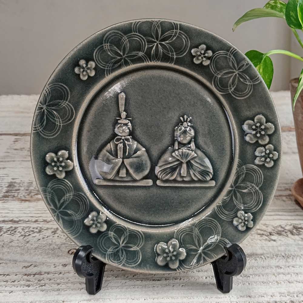 益子焼 ひなまつりのお皿 オーシャン 【スタンド付き】 わかさま陶芸