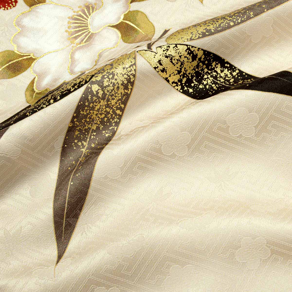 東京レトロ サンドベージュ 花丸文に桜（【振袖・袋帯・長襦袢のセット