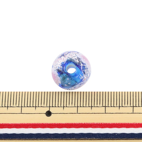 手芸金具 『とんぼ玉 お花模様玉 青』 ビーズ,ガラスビーズ| ホビー