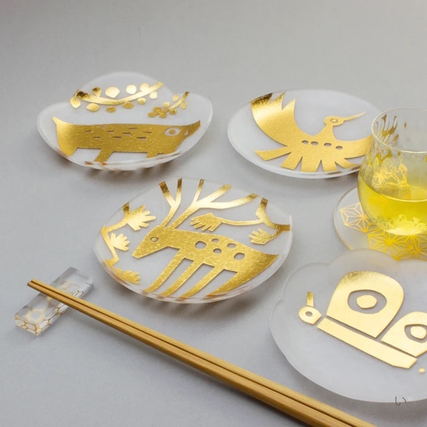 箔 まめざら 祝い 11cm 木箱入り4枚セット toumei (3514) 豆皿 小皿