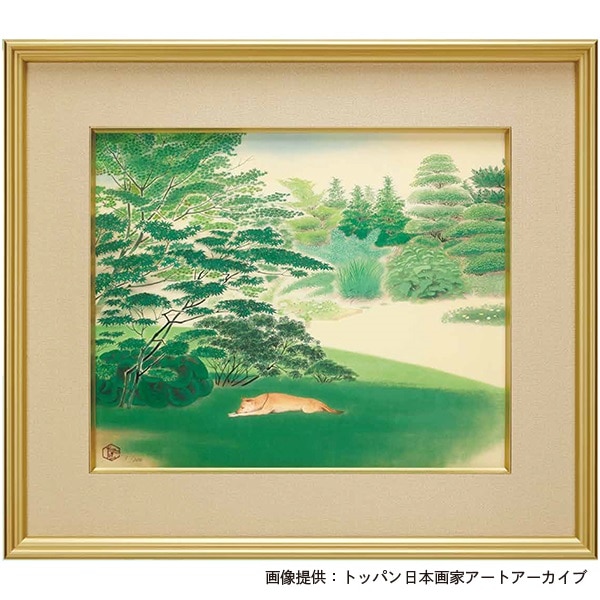 複製 小倉遊亀 415/2000 好日 額装 師安田靫彦 自然画 複製 小倉遊亀