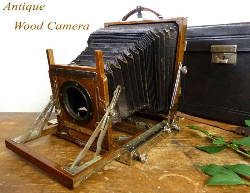 木製 蛇腹カメラ 大判 アンティーク レトロ 当時物 付属部品付き 詳細