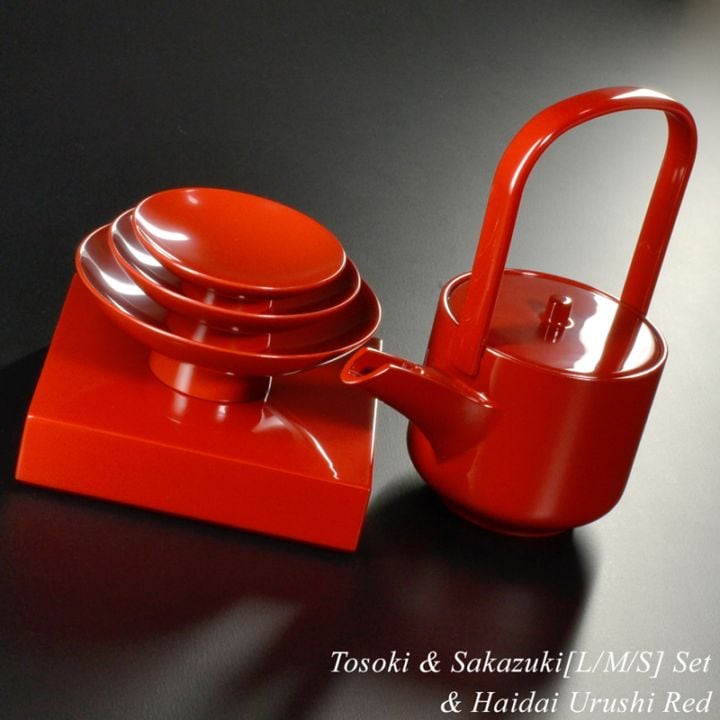 漆器が灯す暮らし atakaya】屠蘇器 盃 三つ組セット 朱漆塗り