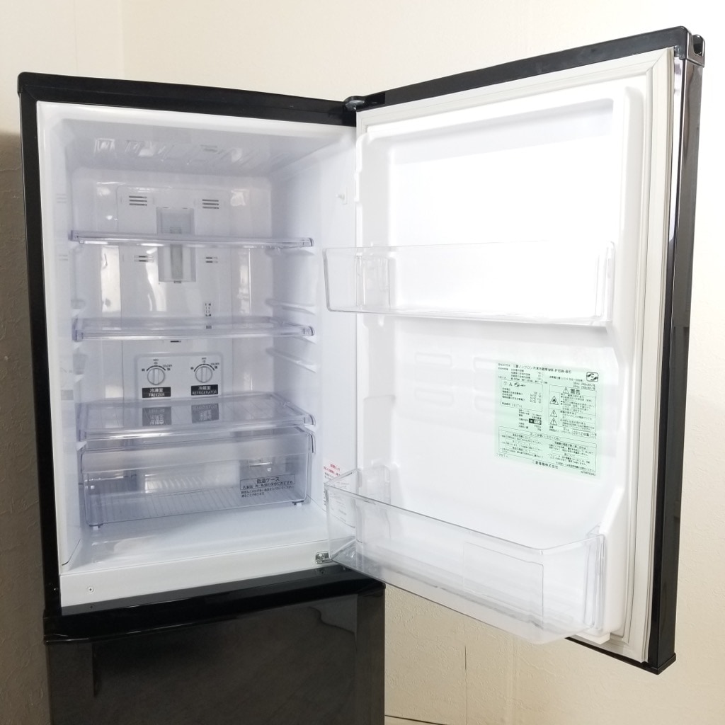 送料無料☆◇中古☆三菱 ラウンドカット 2ドア冷蔵庫 MR-P15W ◇三菱