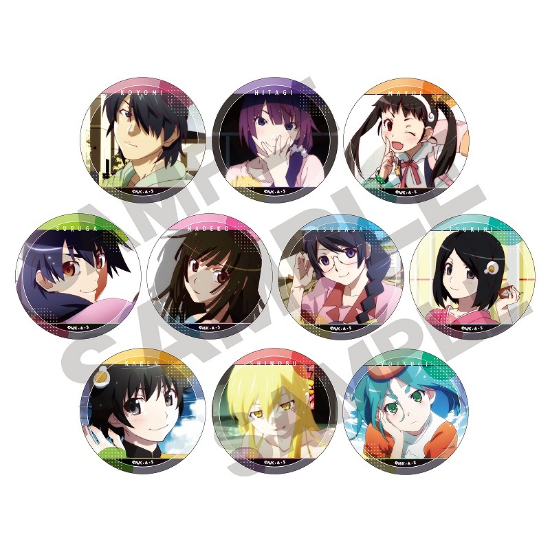 物語シリーズ スクエア缶バッチコレクション1 17種コンプ+1種(特典) 18個