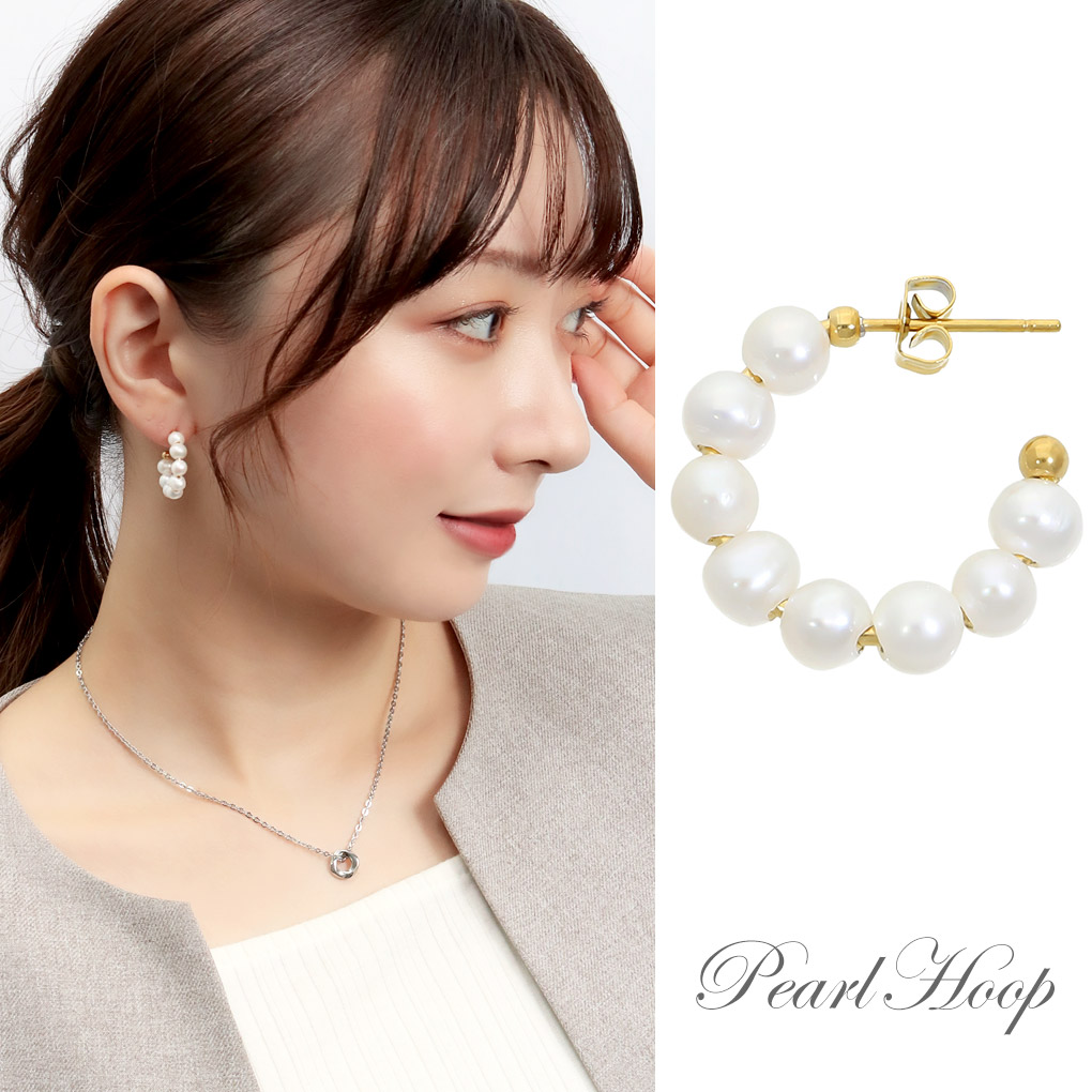 rippmonster 淡水パールフープピアス