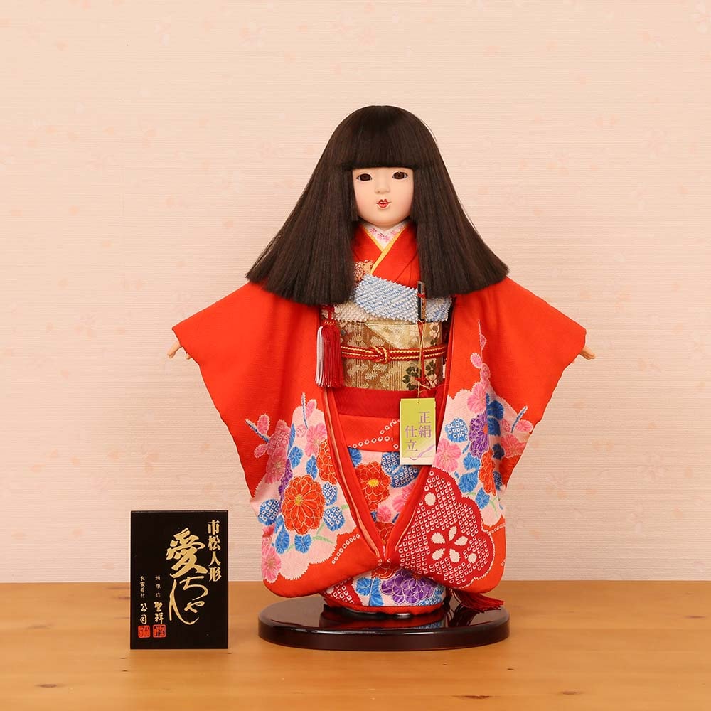 市松人形 齊藤公司作 13号 愛ちゃん 正絹金彩友禅 13d-200a-ai2