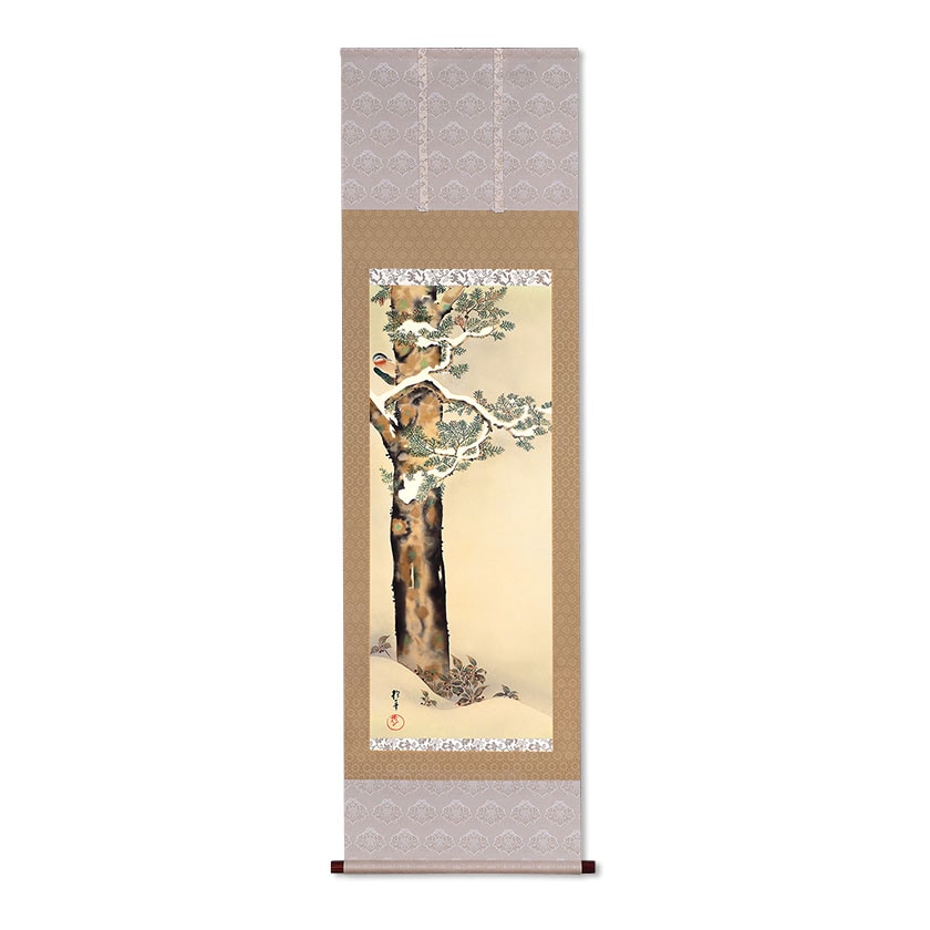 ぽん掛け軸 酒井抱一 三日月千鳥 絹本 名品 複製 希少軸装茶道具掛軸美