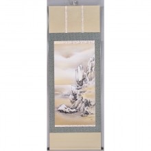 橋本関雪 青江水暖図 ( 春江水暖図 ) アート 掛軸 彩色 風物画 近代