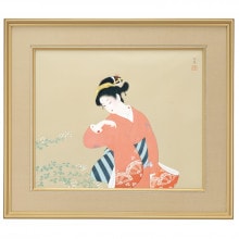 上村松園『春芳』額 : アートの友社 上村松園『春芳』額 112019b