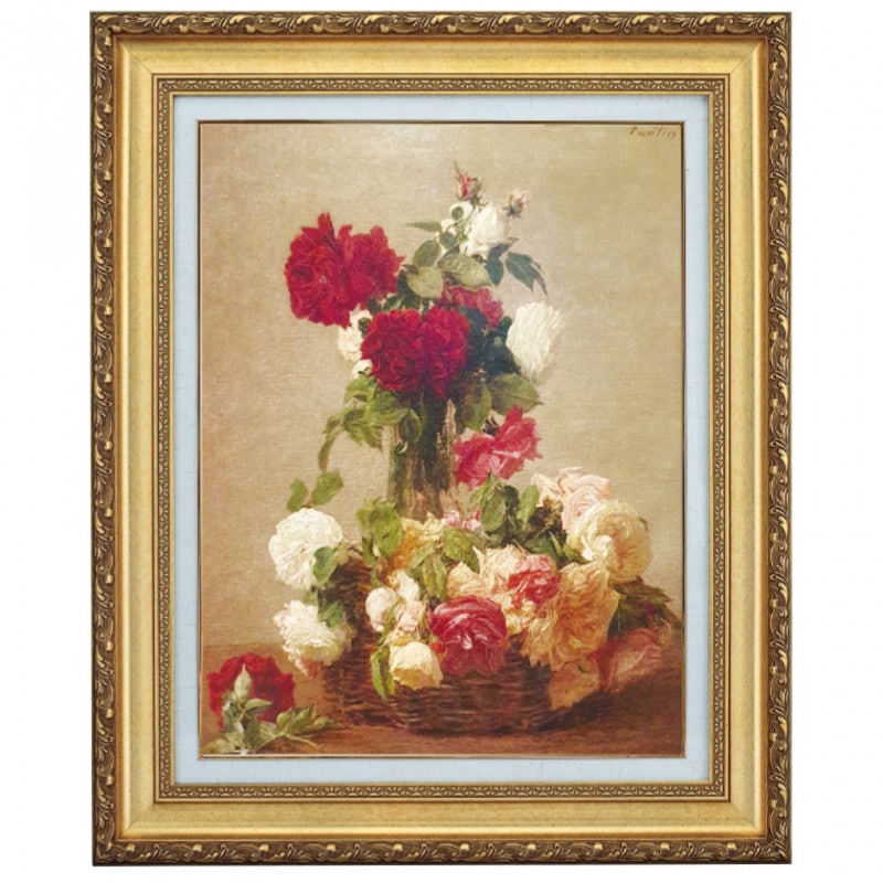 油絵 菅家令子 絵 絵画 インテリア 額付(白) uF6-113102 花 ばら 絵画