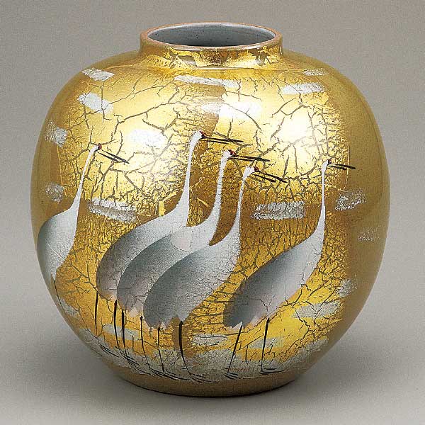 九谷焼花器/穂光/百人一首【美品】金色装飾 2026年最新】穂光 九谷の