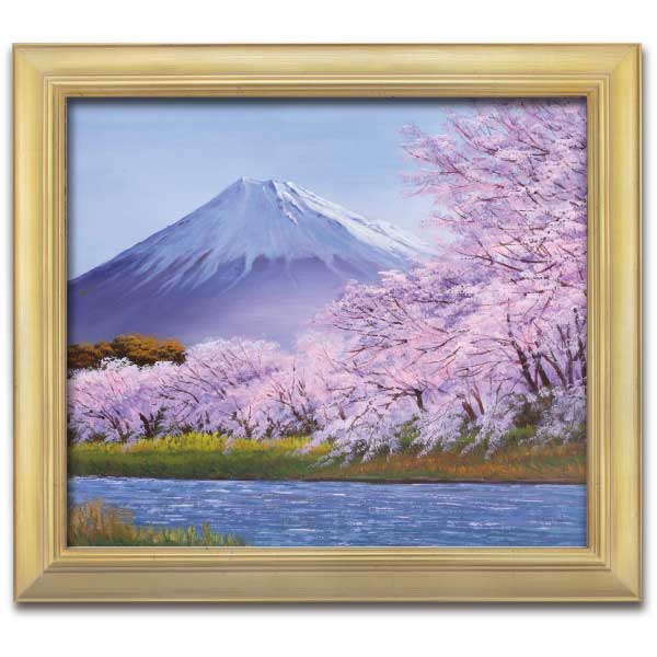 F10 肉筆水彩日本画 『菖蒲』 高級木製額縁付属 外寸約713×638mm F10